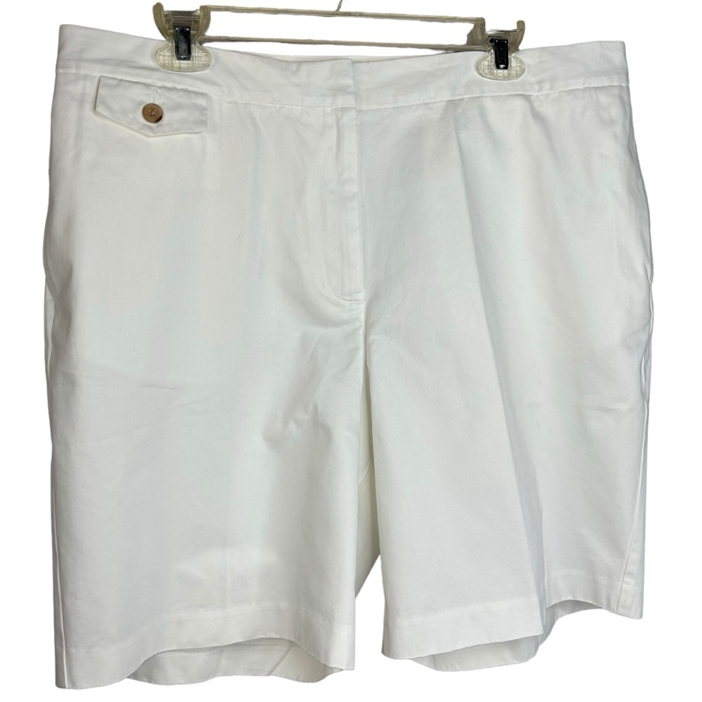 New Land’s End Women’s Creamy White 58% Linen Bermuda Shorts Size 16 W New
